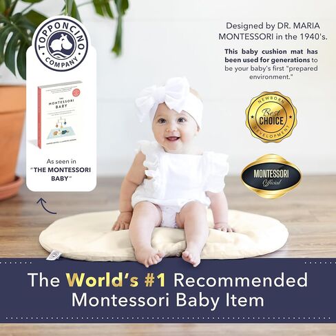 The Authentic Montessori Baby Topponcino | Multifunctional Newborn Holding & Feeding Baby Support Pillow | Clean Infant Tummy Time Mat (Original, Natural) in Saudi Arabia