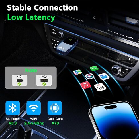 محول CarPlay اللاسلكي لأجهزة Apple، يحول CarPlay السلكي إلى لاسلكي، محول Carplay اللاسلكي للملاحة والموسيقى، تحويل السلكي إلى CarPlay اللاسلكي مناسب للسيارات من 2015 وiPhone iOS 10+ in Saudi Arabia