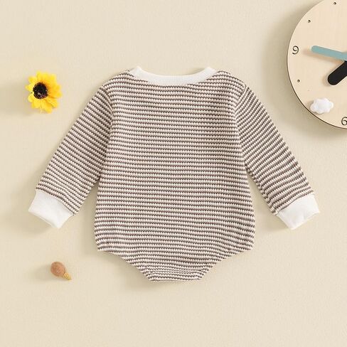 Newborn Baby Girl Boy Fall Winter Clothes Long Sleeve Stripe Sweatshirt Romper Cute Shirt Unisex Outfit 0-18M in Saudi Arabia