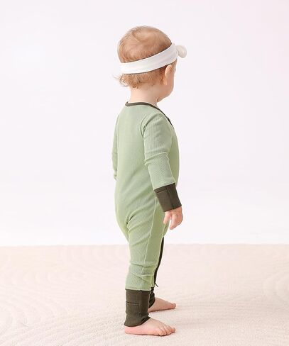 Bafeicao 2 Pack Baby Rayon of Bamboo Romper Sleeper مع الأصفاد القفازات اتجاهين سحاب قطعة واحدة بدون أقدام PJs للنوم واللعب in Saudi Arabia
