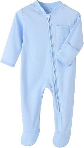 New Born Romper, Baby Bodysuit Jumpsuit, 100% Cotton Long Sleeve with Mitten Cuff and Footies for 0-12 Months in Saudi Arabia