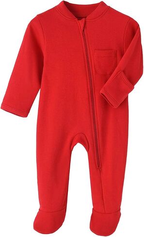 New Born Romper, Baby Bodysuit Jumpsuit, 100% Cotton Long Sleeve with Mitten Cuff and Footies for 0-12 Months in Saudi Arabia