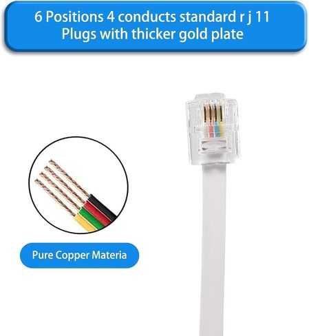 كابل تمديد سلك الهاتف الثابت، مع قابس RJ-11 6P4C قياسي (3.3 قدم / 3 عبوات) in Saudi Arabia