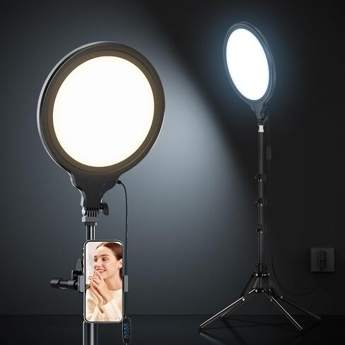 13.5 Inch Ring Light with Adjustable Tripod Stand, LED Selfie Ring Light for Video Recording, Facial Makeup, Live Streaming, YouTube, Instagram, Tiktok, Compatible with Phones, Cameras Webcams in Saudi Arabia