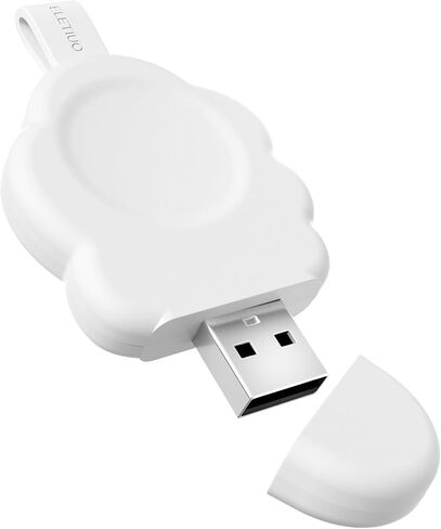 شاحن ELETIUO مغناطيسي محمول على شكل سحابة متوافق مع ساعة Apple، شاحن لاسلكي USB لاسلكي iWatch، شحن سريع لسلسلة Ultra2/Ultra/SE2/SE/9/8/7/6/5/4/3/2/1,41/ 45/44/42/40/38 مللي متر ، أبيض in Kuwait
