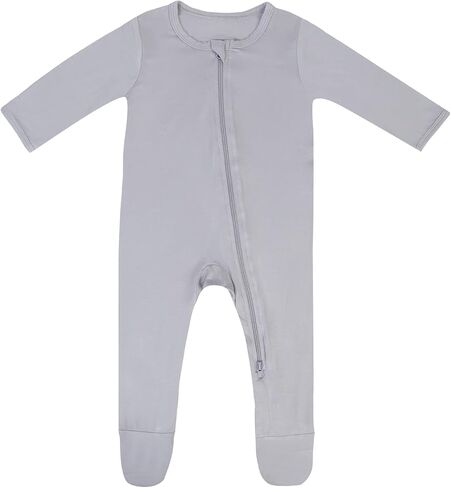 Long Sleeve Baby Bamboo Rayon Romper Infant One-Piece Double Zipper Footies | Soft, Breathable, Stretchy, Skin Friendly, Quick Dry, Comfy, Gentle, Newborn, Sleepers, Pajamas, Infant, Non-Slip, Snug Fit in Saudi Arabia