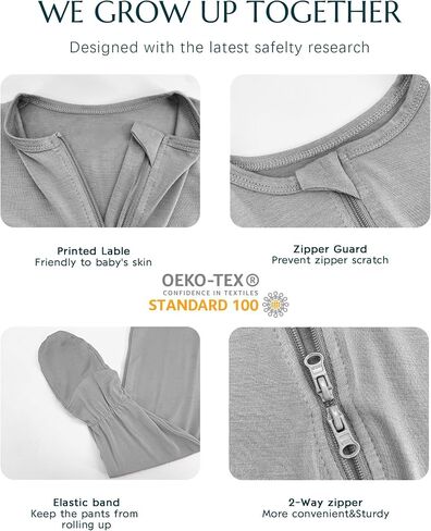 Long Sleeve Baby Bamboo Rayon Romper Infant One-Piece Double Zipper Footies | Soft, Breathable, Stretchy, Skin Friendly, Quick Dry, Comfy, Gentle, Newborn, Sleepers, Pajamas, Infant, Non-Slip, Snug Fit in Saudi Arabia