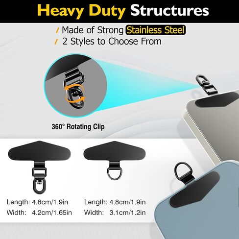 Heavy Duty Phone Tether Tab - 4 Pack Metal Phone Tether Tab for iPhone | Metal Phone Tether for Full Phone Cases in Saudi Arabia