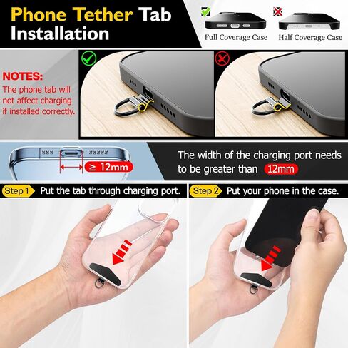 Heavy Duty Phone Tether Tab - 4 Pack Metal Phone Tether Tab for iPhone | Metal Phone Tether for Full Phone Cases in Saudi Arabia