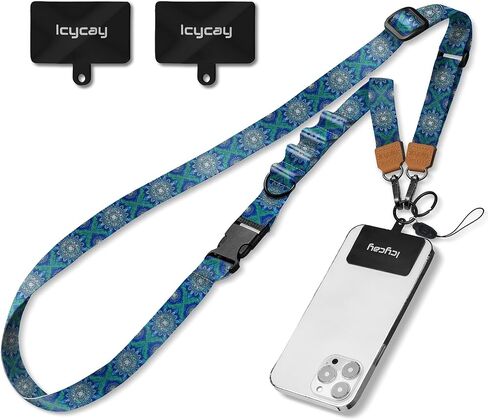 Phone Lanyard Crossbody, Boho Blue Cell Phone Lanyard for Around The Neck Adjustable Phone Strap, Anti Theft Cute Lanyard for iPhone Case ID Holder Keys Phone Accessories Travel Essential in Saudi Arabia