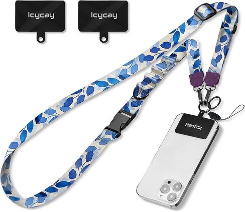 Phone Lanyard Crossbody, Boho Blue Cell Phone Lanyard for Around The Neck Adjustable Phone Strap, Anti Theft Cute Lanyard for iPhone Case ID Holder Keys Phone Accessories Travel Essential in Saudi Arabia