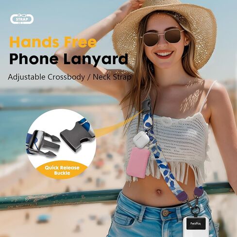 Phone Lanyard Crossbody, Boho Blue Cell Phone Lanyard for Around The Neck Adjustable Phone Strap, Anti Theft Cute Lanyard for iPhone Case ID Holder Keys Phone Accessories Travel Essential in Saudi Arabia