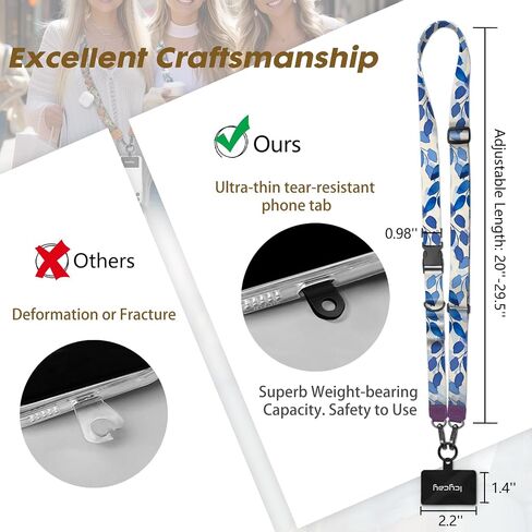 Phone Lanyard Crossbody, Boho Blue Cell Phone Lanyard for Around The Neck Adjustable Phone Strap, Anti Theft Cute Lanyard for iPhone Case ID Holder Keys Phone Accessories Travel Essential in Saudi Arabia
