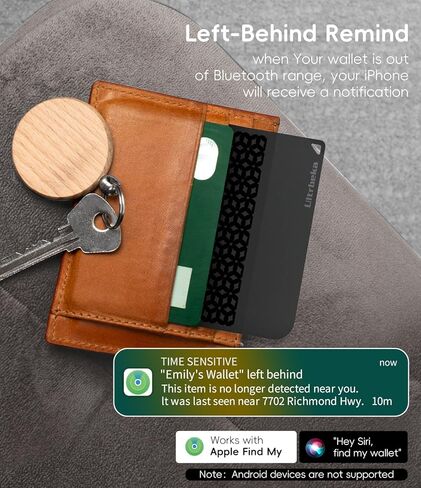 بطاقة تتبع محفظة Air Tag متوافقة مع Apple Find My App (iOS فقط)، وعلامة رفيعة لمكتشف المحفظة ومحدد موقع العناصر النحيف للمحفظة وجواز السفر والمحفظة ومقاومة للماء وMini (Android غير مدعوم) in Kuwait