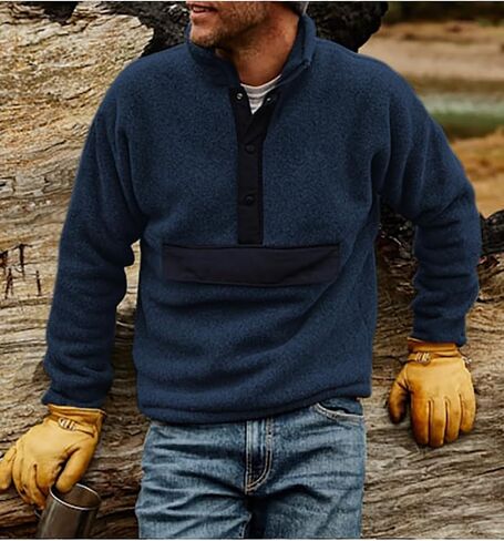 Beotyshow Men's Quarter Zip Pullover Sweatshirts Fashion Long Sleeve Mock Neck Button Fleece Casual Sweatshirt in Saudi Arabia
