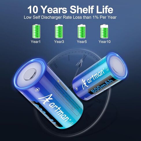 Artman CR123A Lithium Batteries 4 Pack 123a Lithium Batteries 3.7V CR17345 USB-C Rechargeable Batteries Compatible with Arlo Cameras VMC3030 VMK3200 VMS3330 3430 3530, Flashlight Microphone in Kuwait