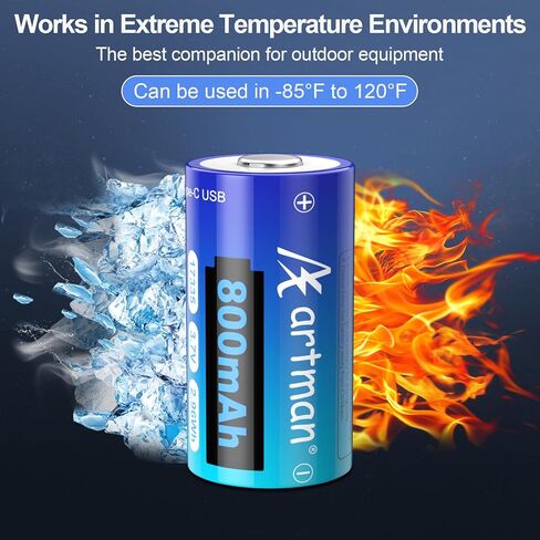 Artman CR123A Lithium Batteries 4 Pack 123a Lithium Batteries 3.7V CR17345 USB-C Rechargeable Batteries Compatible with Arlo Cameras VMC3030 VMK3200 VMS3330 3430 3530, Flashlight Microphone in Kuwait