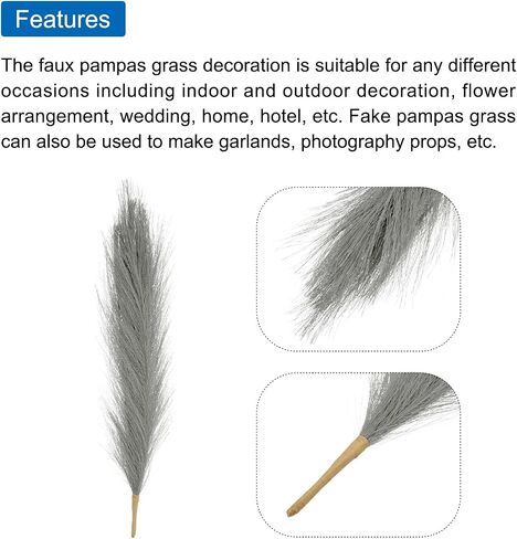 MECCANIXITY 6 Pack 42pcs Faux Pampas Grass,Tall 17.7"/45cm Fake Fluffy Pampas Grass Decor for Living Room Party Wall Vase Wedding Decoration,Dark Green in Saudi Arabia