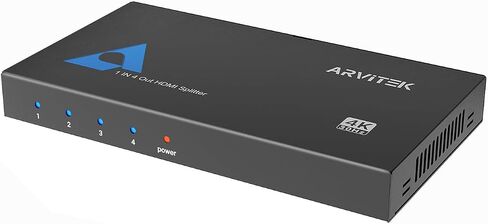 Slim 4K HDMI Splitter 1 in 4 Out w/USB C Cable, Arvitek HDMI Splitter 1x4 4K@30Hz for HDTV TV Monitor PS4 Fire Stick in Kuwait