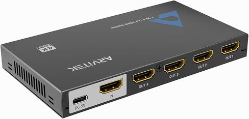 Slim 4K HDMI Splitter 1 in 4 Out w/USB C Cable, Arvitek HDMI Splitter 1x4 4K@30Hz for HDTV TV Monitor PS4 Fire Stick in Kuwait
