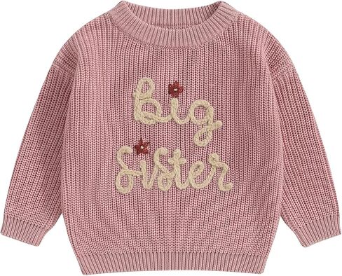 Ayalinggo Big Sister Little Sis Matching Outfits Knit Sweatshirt Oversized Pullover Sweater Toddler Fall Winter Clothes in Saudi Arabia