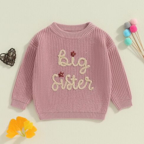 Ayalinggo Big Sister Little Sis Matching Outfits Knit Sweatshirt Oversized Pullover Sweater Toddler Fall Winter Clothes in Saudi Arabia