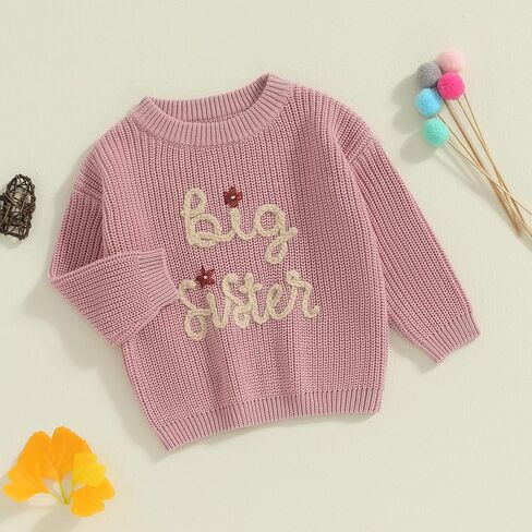 Ayalinggo Big Sister Little Sis Matching Outfits Knit Sweatshirt Oversized Pullover Sweater Toddler Fall Winter Clothes in Saudi Arabia