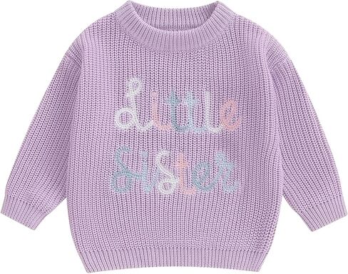 Ayalinggo Big Sister Little Sis Matching Outfits Knit Sweatshirt Oversized Pullover Sweater Toddler Fall Winter Clothes in Saudi Arabia