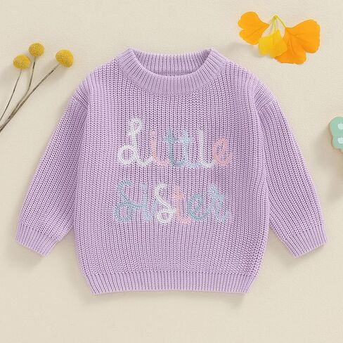 Ayalinggo Big Sister Little Sis Matching Outfits Knit Sweatshirt Oversized Pullover Sweater Toddler Fall Winter Clothes in Saudi Arabia