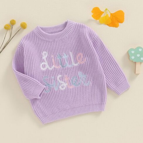 Ayalinggo Big Sister Little Sis Matching Outfits Knit Sweatshirt Oversized Pullover Sweater Toddler Fall Winter Clothes in Saudi Arabia