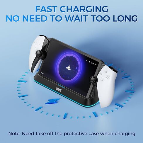 IINE Charging Dock Station for PlayStation Portal, Charger Stand for PS Portal with RGB Light and Magnetic Type C Port, Non-Slip Charge Base Holder for PlayStation 5 Portal Console (Black) in Saudi Arabia