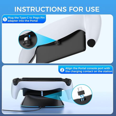 IINE Charging Dock Station for PlayStation Portal, Charger Stand for PS Portal with RGB Light and Magnetic Type C Port, Non-Slip Charge Base Holder for PlayStation 5 Portal Console (Black) in Saudi Arabia
