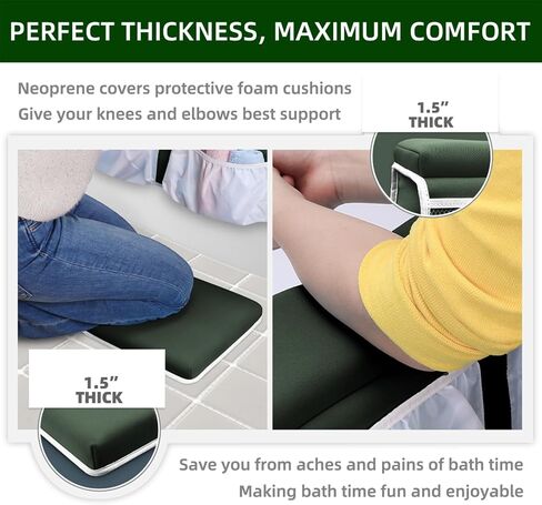 Bath Kneeler and Elbow Rest Pad Set for Baby Bathtub, Thick Non-Slip Bathing Kneeling Mat Cushion Quick Drying Bathtub Knee Saver with Arm Support and Pockets for Bathroom Bathing time Comfort, Gray in Saudi Arabia