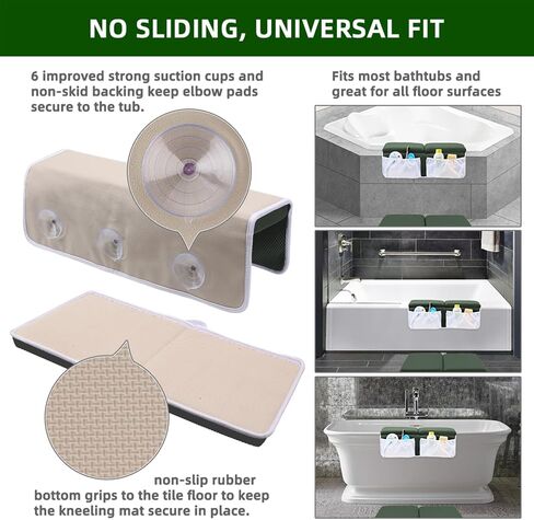 Bath Kneeler and Elbow Rest Pad Set for Baby Bathtub, Thick Non-Slip Bathing Kneeling Mat Cushion Quick Drying Bathtub Knee Saver with Arm Support and Pockets for Bathroom Bathing time Comfort, Gray in Saudi Arabia
