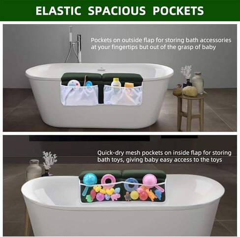 Bath Kneeler and Elbow Rest Pad Set for Baby Bathtub, Thick Non-Slip Bathing Kneeling Mat Cushion Quick Drying Bathtub Knee Saver with Arm Support and Pockets for Bathroom Bathing time Comfort, Gray in Saudi Arabia