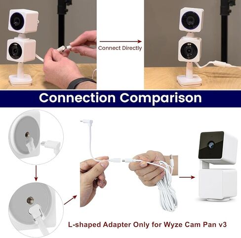 كابل تمديد للكاميرا بطول 50 قدمًا لكاميرا Wyze Cam v4، وWyze Cam Pan v3، وWyze OG، وWyze Cam v3 وv3 Pro، وسلك شحن خارجي مع محول على شكل حرف L ومحول طاقة 18 وات in Saudi Arabia