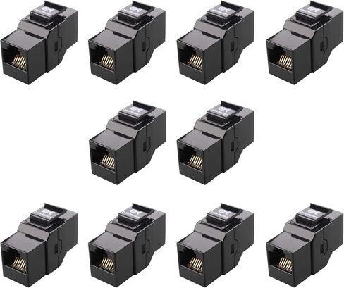 Cable Matters [UL Listed] 10-Pack 10Gbps Cat6 Keystone Coupler, RJ45 Keystone Jack Coupler/Ethernet Female to Female Keystone Jack in Black for Patch Panel, Wall Plate in Saudi Arabia