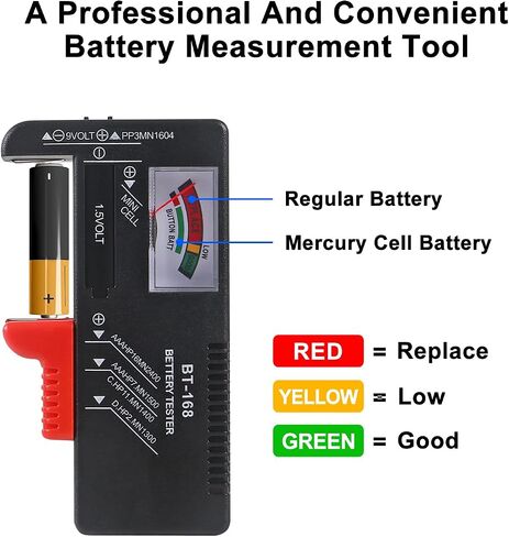 4pcs Battery Tester Checker, Small Universal Battery Checker Tester for AA AAA C D 9V 1.5V, Button Cell Batteries Checker - Small Volt Checker for All Batteries (BT-168) in Saudi Arabia