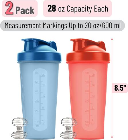 Mr. Pen- Shaker Bottles for Protein Mixes, 28 oz, 2 Pack, 2 Colors, Protein Shaker Bottle with Wire Whisk Ball, Shaker Cup, Mixer Bottle, Protein Shake Bottles, Protein Bottle, Protein Shake Bottle in Saudi Arabia