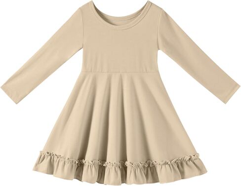 Toddler Dress Long Sleeve Baby Girls Dresses A Line Twirly Fall Winter Dresses for Girls Casual Party Birthday Dress in Kuwait