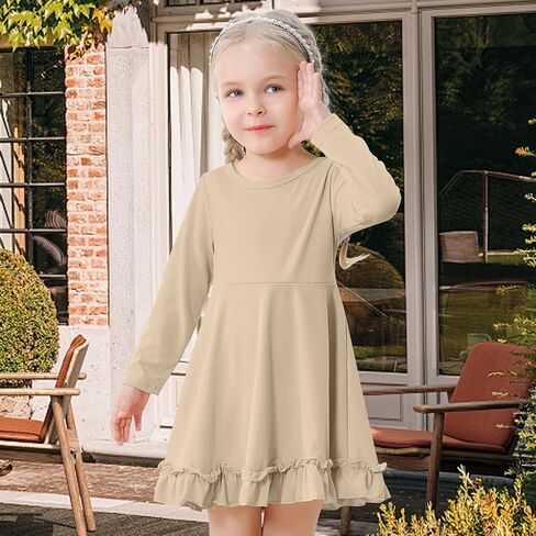 Toddler Dress Long Sleeve Baby Girls Dresses A Line Twirly Fall Winter Dresses for Girls Casual Party Birthday Dress in Kuwait