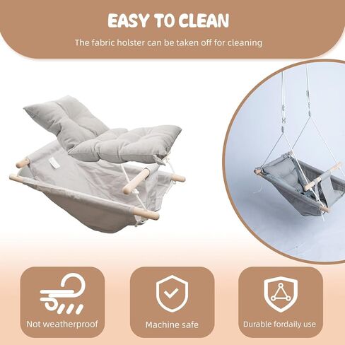 Glaf Baby Swing Outdoor and Indoor Infant Hammock Canvas Swing for Toddler Girl and Boy with a Comfortable Seat Adjustable Height 5-Point Harness and 3 Modes (Grey) in Saudi Arabia