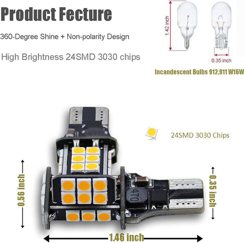 iBrightstar أحدث شرائح 3030 مشرقة للغاية T15 912 W16W 921 لمبات LED لأضواء الشاحنات، مصابيح الفرامل الثالثة، أزرق in Kuwait
