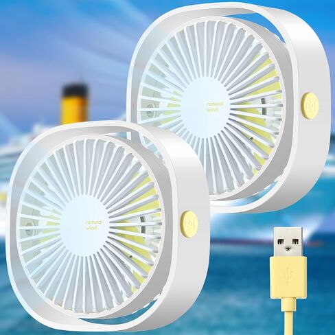2 Pcs Cruise Ship Approved Travel Fan USB Fan Portable Travel Fan Cruise Ship Essentials Small Desk Fan for Cruise Travel Office Bedroom Home Sleeping Desktop Camping in Kuwait