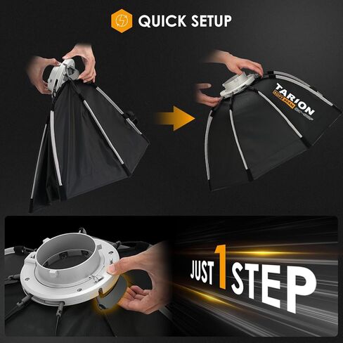 TARION Octabox Studio Photograohy Softbox: فتح سريع بخطوة واحدة وطي 47.2 بوصة (120 سم) صندوق سوفت بوكس ​​مثمن بوينز جبل عميق أوكتا سوفت بوكس ​​مع شبكة مكافئة سوفت بوكس ​​لفلاش Speedlite SOFTBEAM OC-120F in Kuwait