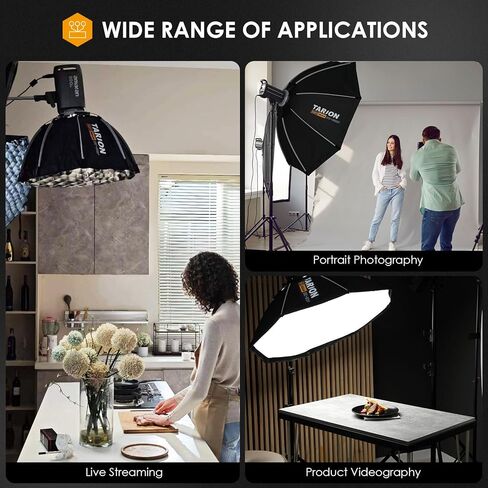 TARION Octabox Studio Photograohy Softbox: فتح سريع بخطوة واحدة وطي 47.2 بوصة (120 سم) صندوق سوفت بوكس ​​مثمن بوينز جبل عميق أوكتا سوفت بوكس ​​مع شبكة مكافئة سوفت بوكس ​​لفلاش Speedlite SOFTBEAM OC-120F in Kuwait