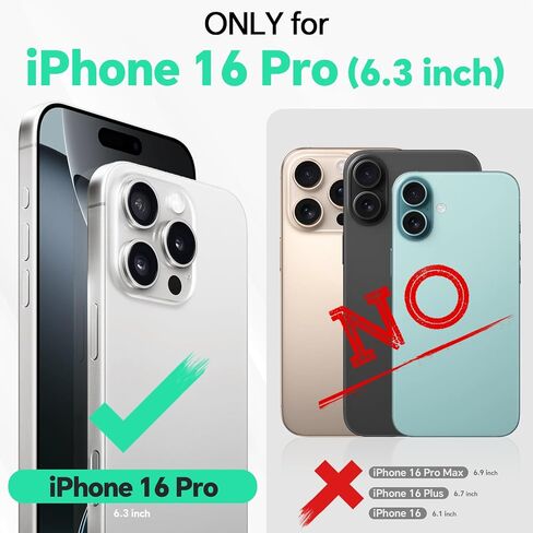 محفظة TUCCH لهاتف iPhone 16 Pro، [حزام المعصم] RFID تحجب 4 فتحات للبطاقات [غلاف TPU مقاوم للصدمات]، غطاء قلاب مغناطيسي من جلد البولي يوريثان متوافق مع iPhone 16 Pro، أسود مع معصم in Kuwait