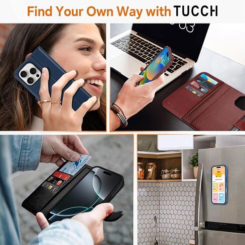 TUCCH Case Wallet for iPhone 16 Pro Max, [Detachable] Kickstand RFID Blocking 4 Card Slot Shockproof TPU Interior Case, PU Leather Removable Flip Cover Compatible with iPhone 16 Pro Max 5G, Black in Saudi Arabia