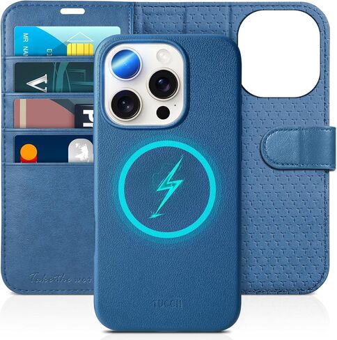 TUCCH Case Wallet for iPhone 16 Pro Max, [Detachable] Kickstand RFID Blocking 4 Card Slot Shockproof TPU Interior Case, PU Leather Removable Flip Cover Compatible with iPhone 16 Pro Max 5G, Black in Saudi Arabia