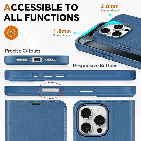 TUCCH Case Wallet for iPhone 16 Pro Max, [Detachable] Kickstand RFID Blocking 4 Card Slot Shockproof TPU Interior Case, PU Leather Removable Flip Cover Compatible with iPhone 16 Pro Max 5G, Black in Saudi Arabia